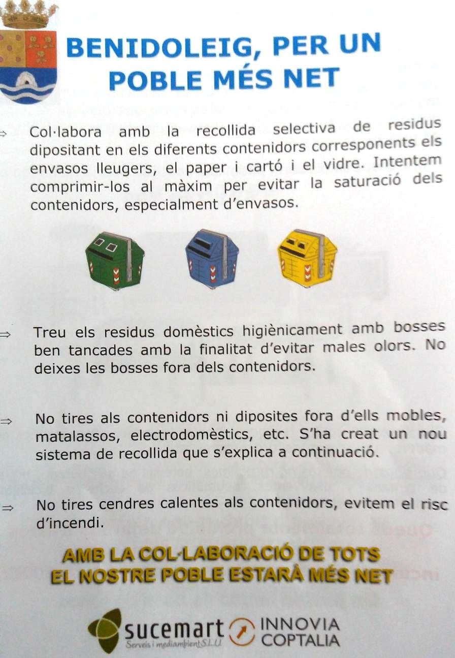 Anuncio municipal: Uso de contenedores y Recogida de trastos