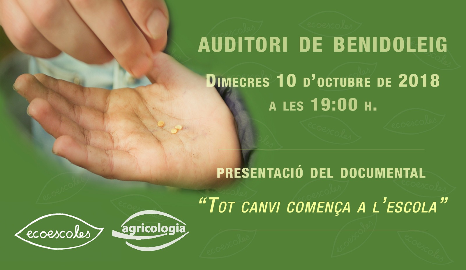 Presentación del documental "Tot canvi comença a l'escola". 10 de octubre a las 19h. Auditorio Municipal.